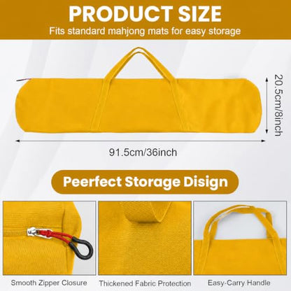34-Inch Mahjong Mat Bag, Heavy-Duty Canvas Carrying Bag with Center Dual Handles & Smooth Zipper, Fits Mahjong Mat, Racks & Tiles, All-in-One Travel Storage Bag (Yellow) - color: Yellow