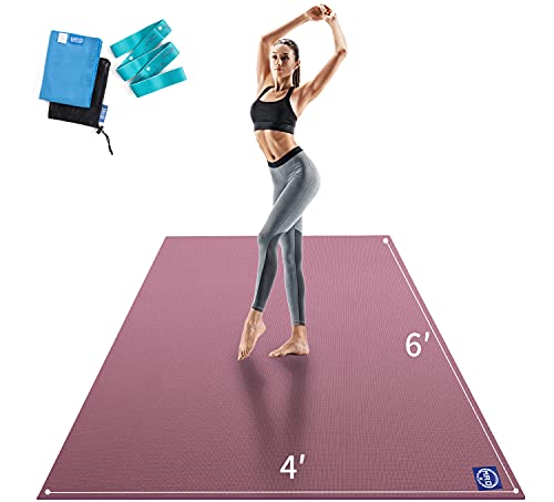 MRO Extra Large Yoga Mat, 12'x6'/9'x6'/7'x5'/6'x4' (9MM) - color: Purple, size: 6*4 FT