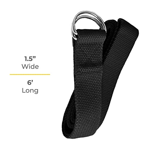Bulk Yoga Straps, 10 Pack, 6ft, D-Ring Buckle | Adjustable Leg Stretching Strap for Muscle and Hamstring Stretch - Exercise Strap for Home,Gym, Schools and Studio - color: Black