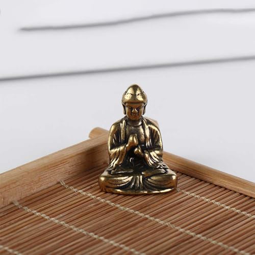 Vctitil 6 Pcs Buddhist Supplies Set-Mini Brass Sakyamuni Buddha Ornament,Heart Sutra Bell,Brass Bell,Buddhist Cylindrical Box,for Car Pendant,Home Decor