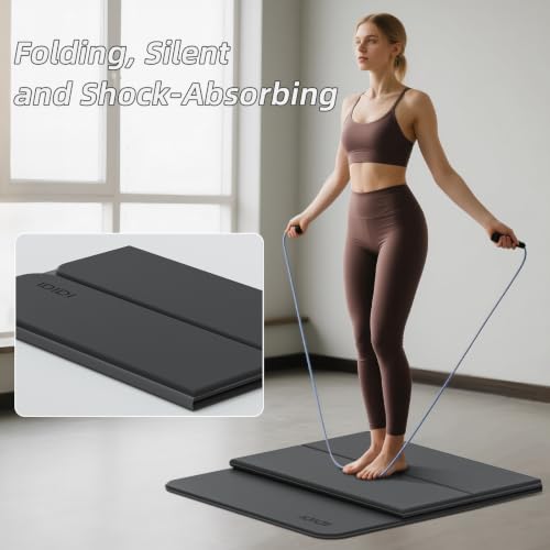 Foldable Yoga Mat Extra Thick 0.32"(8mm) | Folding Exercise Mat,Odorless POE, Non-Slip Grip, No-Curl Edges, Great for Yoga, Pilates & Home Workouts - color: Black