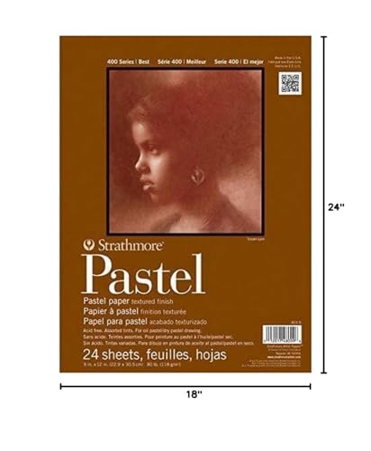 Strathmore 400 Series Tape Bound Pastel Pad, 80 lb. Textured Surface, 18 X 24 inches, Assorted Colors, 24 Sheets (403-18) - size: 18x24