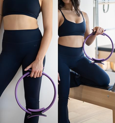 Pilates Ring, 12.6 Inch Fitness Circle for Women, Pilates Equipment for Home Workouts, Inner Thigh Exerciser, Core, Arm & Leg Toner, Magic Circle Exercise Ring with Soft EVA Foam Handles, Purple