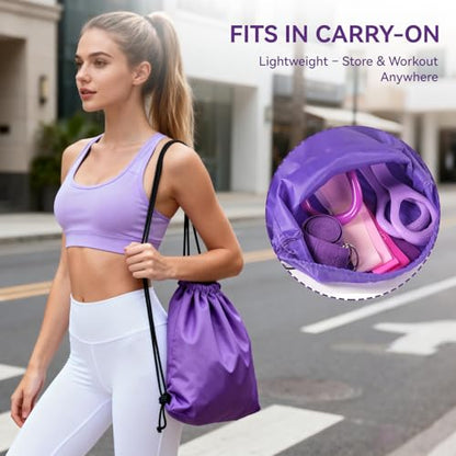 Pilates Kit for Women,15 Inch Magic Circle, 6 Multi-Level Resistance Bands,Yoga Ball Socks, Back Neck Stretcher ,14-Piece Full Body Toning Pilates Equipment for Beginners, 15 Min Daily Routine - color: Purple