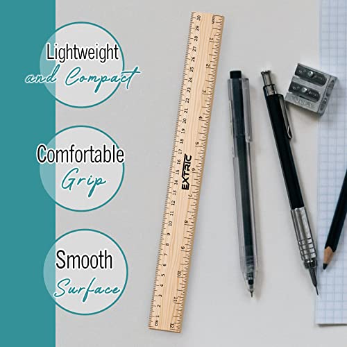 Rulers 12 Inch Bulk for Classroom 10 PK Wooden Ruler for Kids | Use for School, Office, Home, Features Imperial & Metric Measurements
