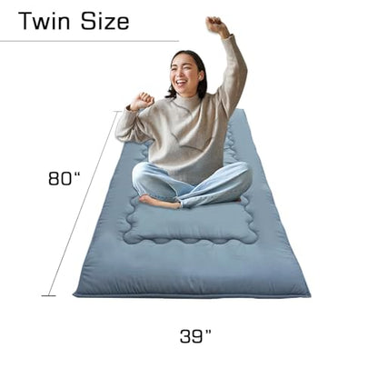 Japanese Floor Mattress Futon Mattress, 39” x 80" Sleeping Tatami Mat 2.5" Thicken Foldable Roll Up Shikibuton Pad Dormitory Pad Kids Floor Lounger Pillow Bed For Adult Kids, Grey, Twin Size