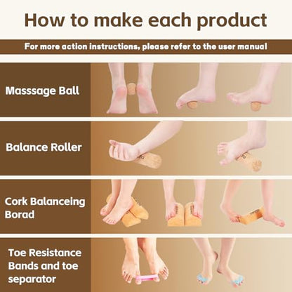 Premium Cork Balance Board for Foot Recovery & Mobility, Professional Foot Strengthening & Balance Training Kit for Plantar Fasciitis Relief, Physical Therapy & Stability - size: Full Premium Kit
