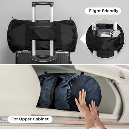pack all Lightweight Travel Duffel Bag, 32L Foldable Weekender Bag | Ultralight, Packable, Water-Resistant, Tear-Resistant Nylon, YKK Zipper, Luggage Sleeve, For Travel, Camping, Gym, Navy - color: Navy, size: 32L