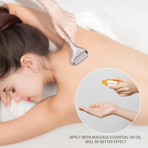 Acupuncture Massage Roller with Acupressure Spikes Roller Massager | Stainless Steel Massage Tool Face Roller, Back Leg Finger Foot Roller, Spiky Massage Roller for Muscle Rolling Massage