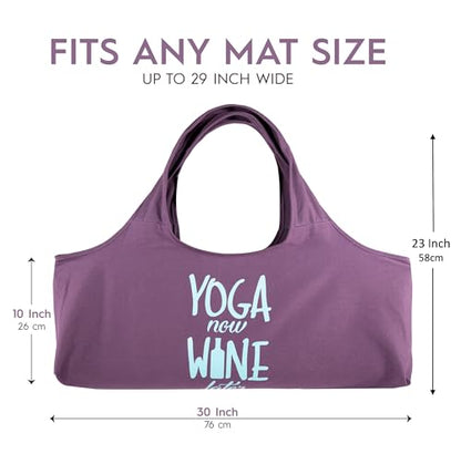 Wild Essentials Yoga Bag, Exercise, Tote, Large Carrier, Shoulder Strap, Inner Pocket, Fits Most Mats, Recycled Cotton Canvas - color: Purple