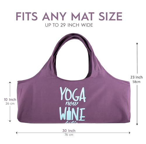Wild Essentials Yoga Bag, Exercise, Tote, Large Carrier, Shoulder Strap, Inner Pocket, Fits Most Mats, Recycled Cotton Canvas - color: Purple