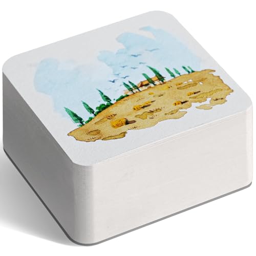 FLUNBRATO Mini Watercolor Sketchbook 80 Sheets, 2.6 x 2.6 Inch, 100% Cotton Mini Travel Watercolor Paper Book, Cold Press 140LB 300GSM, Two-Edge Glue Binding Small Compact Painting Notebook - color: Cold Press, size: 2.6 x 2.6 Inch