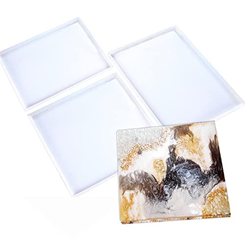 Extra Large Rectangle Resin Mold Kit, 3 PCS Silicone Tray Molds for Making Faux Agate Tray, Serving Board, Coaster, Include Big 12x8in, Square 10in, 10x6in Rectangle - color: 3Pack(Rectangle12"+Rectangle10"+1 Square10")