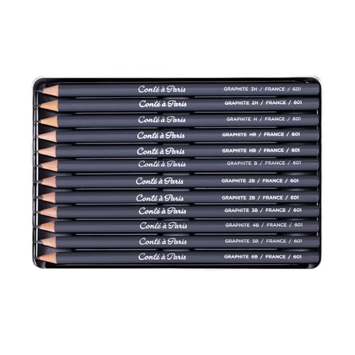 Conté à Paris 12 Count Assorted Graphite Pencil Drawing Set | Multiple Drawing Grades, Smooth Laydown And Easy Blending, Ideal For Shading Detail And Technical Sketching - style: 12 Count Assorted Graphite Pencil Drawing Set