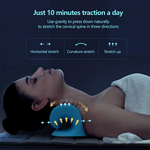 Cozyhealth Neck Stretcher for Neck Pain Relief, Neck and Shoulder Relaxer Cervical Traction Device Pillow for TMJ Pain Relief and Muscle Relax, Cervical Spine Alignment Chiropractic Pillow (Blue) - color: Blue