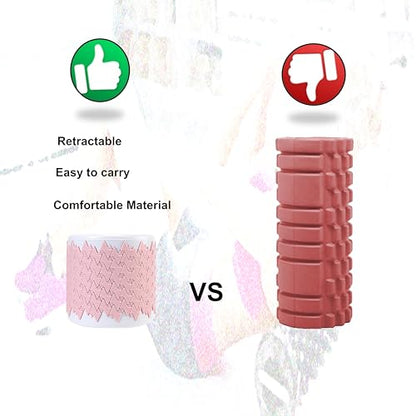 Collapsible Foam Roller for Exercise and Recovery (13 Inches), Easily Portable at 5.5 inches (Pink) - color: Pink