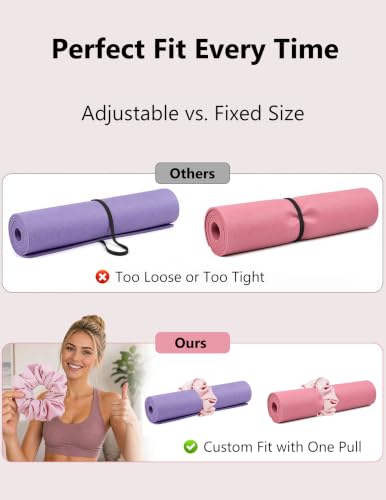 Yoga Mat Scrunchie Yoga Mat Strap Carrier Pilates Mat Holder | Holds Your Yoga Mat in Style, Adjustable & Stretchy Yoga Mat Band, Fits Most Standard Yoga Mats (mat not included),Yoga Gifts - color: Light Pink 02