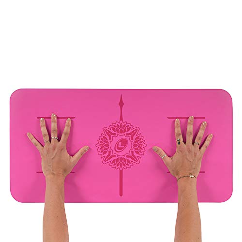 Liforme Yoga Pad - Revolutionary Alignment System, Advanced Non-Slip Grip | Eco-friendly, Non-Toxic, Sweat-Resistant, 4.2mm thick pad for knee, elbow and hand support during Yoga, Free Yoga Bag - color: Fuscia
