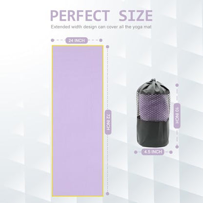 Eunzel Hot Yoga Towel - Microfiber Non Slip Yoga Mat Towel with Grip Dot Sweat Absorbent Towel for Hot Yoga, Pilates and Fitness 72" x 24", Taro Purple/Yellow - color: Taro Purple/ Yellow