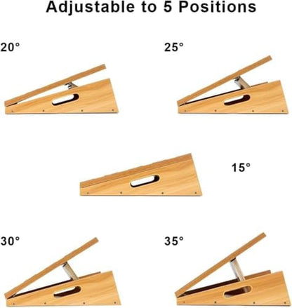 Professional Adjustable Wooden Slant Board, 5 Angle Incline Board for Calf Stretching, Squat Wedge & Ankle Mobility, Non-Slip Portable Exercise Board for Home Gym