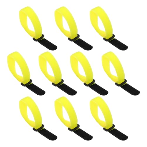 PATIKIL 0.8"x10" Reusable Cinch Straps, 10Pcs Adjustable Nylon Multipurpose Hook and Loop Cable Securing Straps with Plastic Buckle for Organizer Storage Cables Cords Ropes, Yellow - color: Yellow, size: 0.8" x 10"
