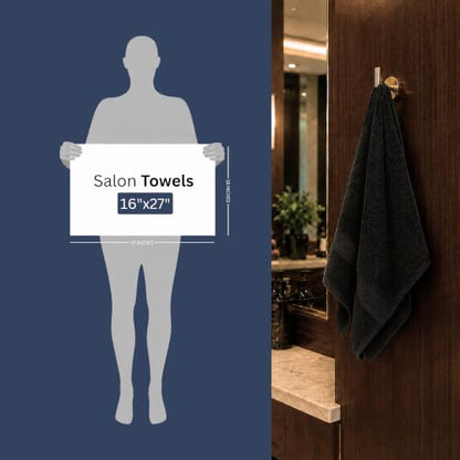 Bulk 72-Pack Professional Salon Spa & Wellness Towels, 16" x 27", Black - color: Black, size: 72 Pack