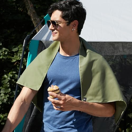Rainleaf Microfiber Towel Quick Dry Camping & Travel & Gym Towel. Compact - color: Army Green, size: 32.00" x 16.00"