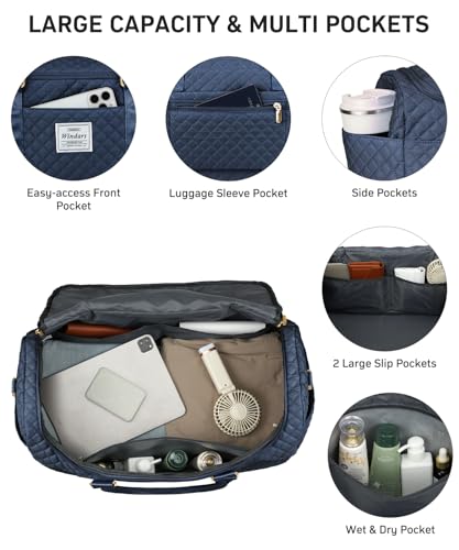 WINDARS Travel Duffle Bag, Weekender Bags for Women with Shoe Compartment, Overnight Bag with Toiletry Bag, Carry On Duffel Bags For Airplanes, Yoga Gym Duffel Bag, Navy - color: Navy
