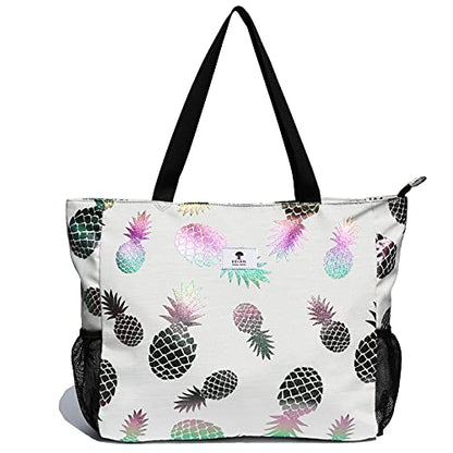 ESVAN LARGE BEACH BAG Water Resistant Lightweight 20 inch Women Oversize Tote Bag for Gym Beach Travel Pool Yoga Nurse - color: A4