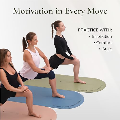 Premium PU Yoga Mat | Sweat-Activated Non-Slip Grip | Natural Rubber Base | Arch-Shaped Design with Carry & Stretch Strap | For Yoga, Pilates & Stretching & Workouts - color: matcha green