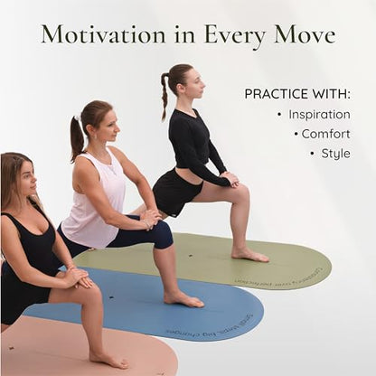 Premium PU Yoga Mat | Sweat-Activated Non-Slip Grip | Natural Rubber Base | Arch-Shaped Design with Carry & Stretch Strap | For Yoga, Pilates & Stretching & Workouts - color: matcha green