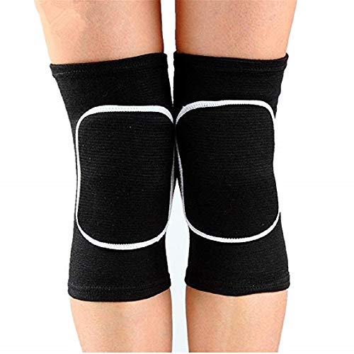 JUMISEE Kids Knee Pad, Anti-Slip Padded Sponge Knee Brace Breathable Flexible Elastic Knee Support for Football Volleyball Dance Skating Basketball Sports - color: Black, size: Small(7-12 Years old)