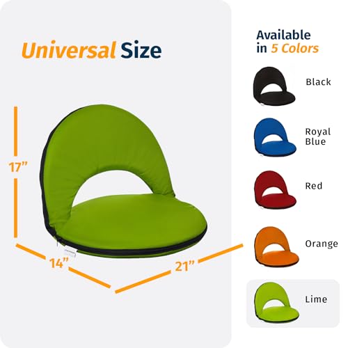 Alpcour Folding Stadium Seat – Deluxe Outdoor Camping Reclining Waterproof Cushion Chair for Bleachers – Best 6-Position Back Support Picnic Bleacher Seats w/Extra Thick Padding for Support & Comfort - color: Lime