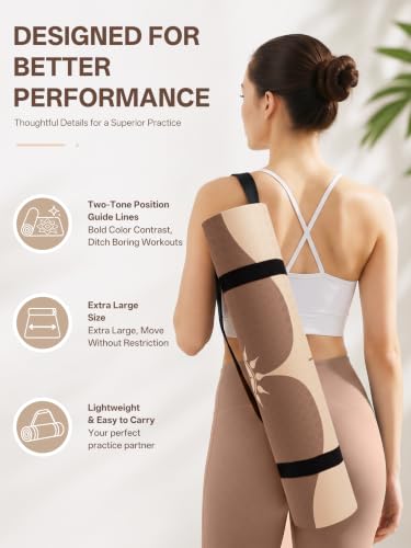 EaseUp Yoga Mat 73"x28"x0.4",10mm thick,Non Slip for Workout, Pilates - color: Beige