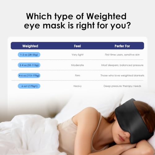 Weighted Eye Mask for Sleeping, Silk Sleep Mask for Side Sleeper(Black) - color: Silk-black