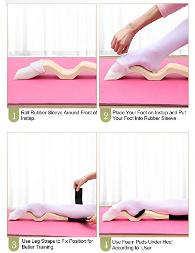 Daydance Kids Women Ballet Foot Stretcher Wooden Arch Enhancer Set with Resitance Bands, for Ballet, Gymnastics, Yoga - color: Nude-ABS, size: Length: 27 Inches-ABS Material