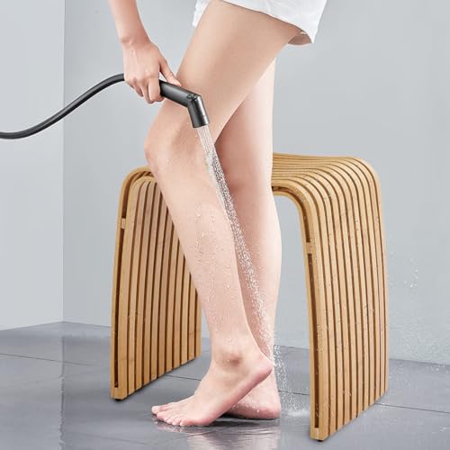 Bamboo Shower Bench, Waterproof Non-Slip Bath Stool,Sturdy Stable - color: Color No., size: Set of 1