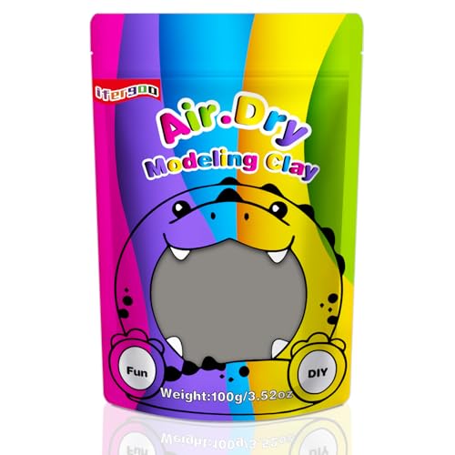 ifergoo 100g Gray Air Dry Clay, 3.5oz DIY Creative Modeling Clay for Kids | Refill Foam Magic Clay for School Art & Craft Project, Slime Supplies, Ultra-light & Soft, Gift for Age 3-12 Boys & Girls - color: Gray/100g
