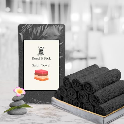 Reed&Pick 24 Pack Dark Grey Hand Towels 100% Cotton Spa Towels – 16x26 inches Highly Absorbable Facial Gym Towel Hair Towels and Face Bulk Small Towel (Not Bleach Proof) - color: Dark Grey, size: 16x27 Pack of 24