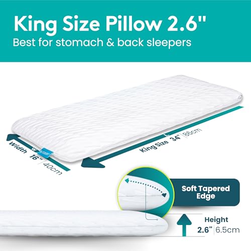 BLISSBURY King Stomach Sleeper Pillow, Flat Memory Foam, 2.6 Inch - color: White, size: 2.6"H (King)
