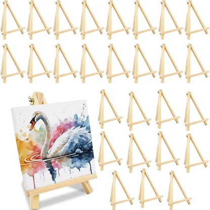 28 Pack 9 Inch Wooden Easel Stand Tabletop Wood Easels for Painting Portable Canvas Holder Art Craft Painting Easel Stand for Kids Students