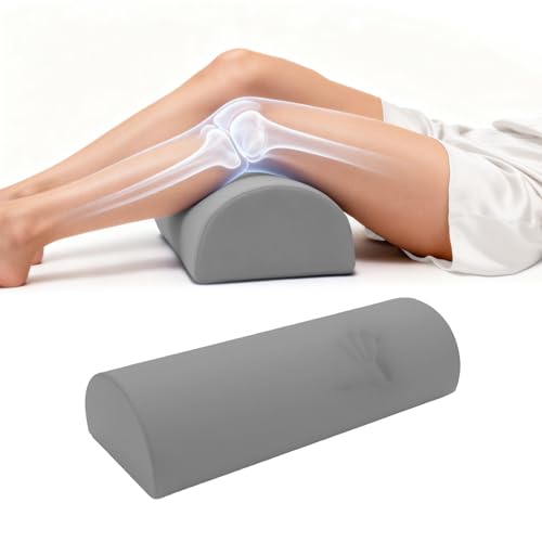 Knee Pillow for Back Sleeping- Bolster Pillow for Legs Elevation - Memory Foam Under Knee Pillow for Sleeping on Back, Half Moon Design, Cooling & Removable Cover (Dark Grey) - color: L-dark Grey, size: Large