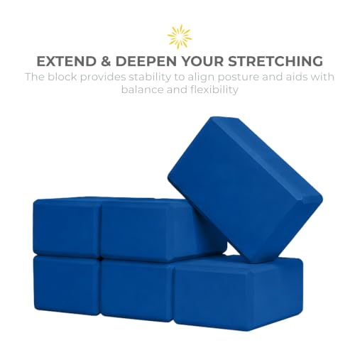 Bulk 4in Foam Yoga Blocks, 6 Pack - color: Blue