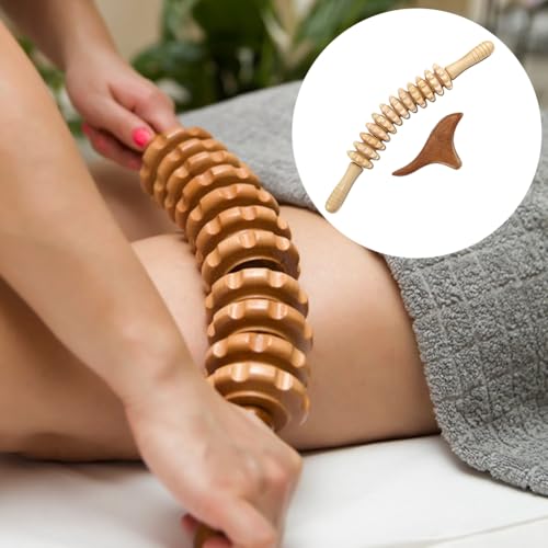 2pcs Wood Massage Roller,Manual Wooden Fascia Massage Tool | Wooden Fascia Massage Roller Trigger Points,Stomach Rolling guasha Massager Tool, for Fascia,Relief, Body Shaping