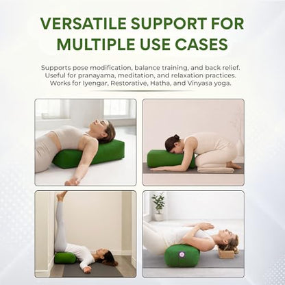 Rectangular Cotton Yoga Bolster, Yoga Pillow, Yoga Cushion, Yin yoga Bolster, Iyengar yoga bolster - color: Green
