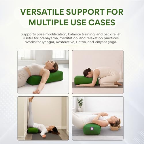 Rectangular Cotton Yoga Bolster, Yoga Pillow, Yoga Cushion, Yin yoga Bolster, Iyengar yoga bolster - color: Green