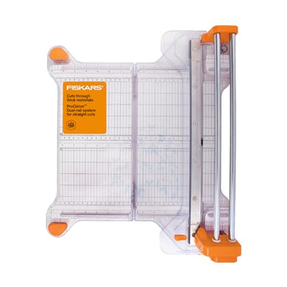 Fiskars ProCision Folding Rotary Bypass Paper Cutter, 12" Cut Length | Cuts Thick Materials, Self-Sharpening Paper Trimmer for Photos, Crafting & Scrapbooking, Arts and Crafts Supplies