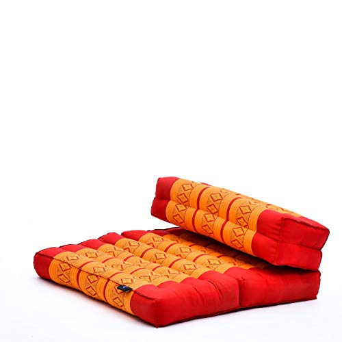 Leewadee Foldable Floor Mattress – 2 in 1 Floor Meditation Mat for Yoga and Relaxation, Seating Futon with Kapok - color: Sf02 - Orange