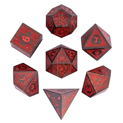 Wooden DND Dice Set Bubinga Wood Polyhedral Dice for Tabletop Games - color: Bubinga Wood-hx