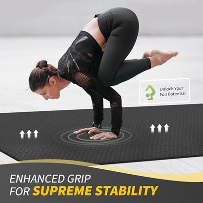 CAMBIVO 72''x48'' Large Yoga Mat, Extra Thick TPE Workout Mat - color: BLACK, size: 12mm